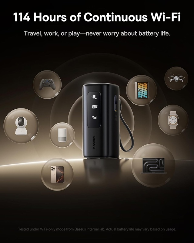 Baseus EnerGeek GX11: Solusi Perjalanan Lengkap, Kombinasikan Power Bank 20.000 mAh dengan Hotspot 4G Seluler